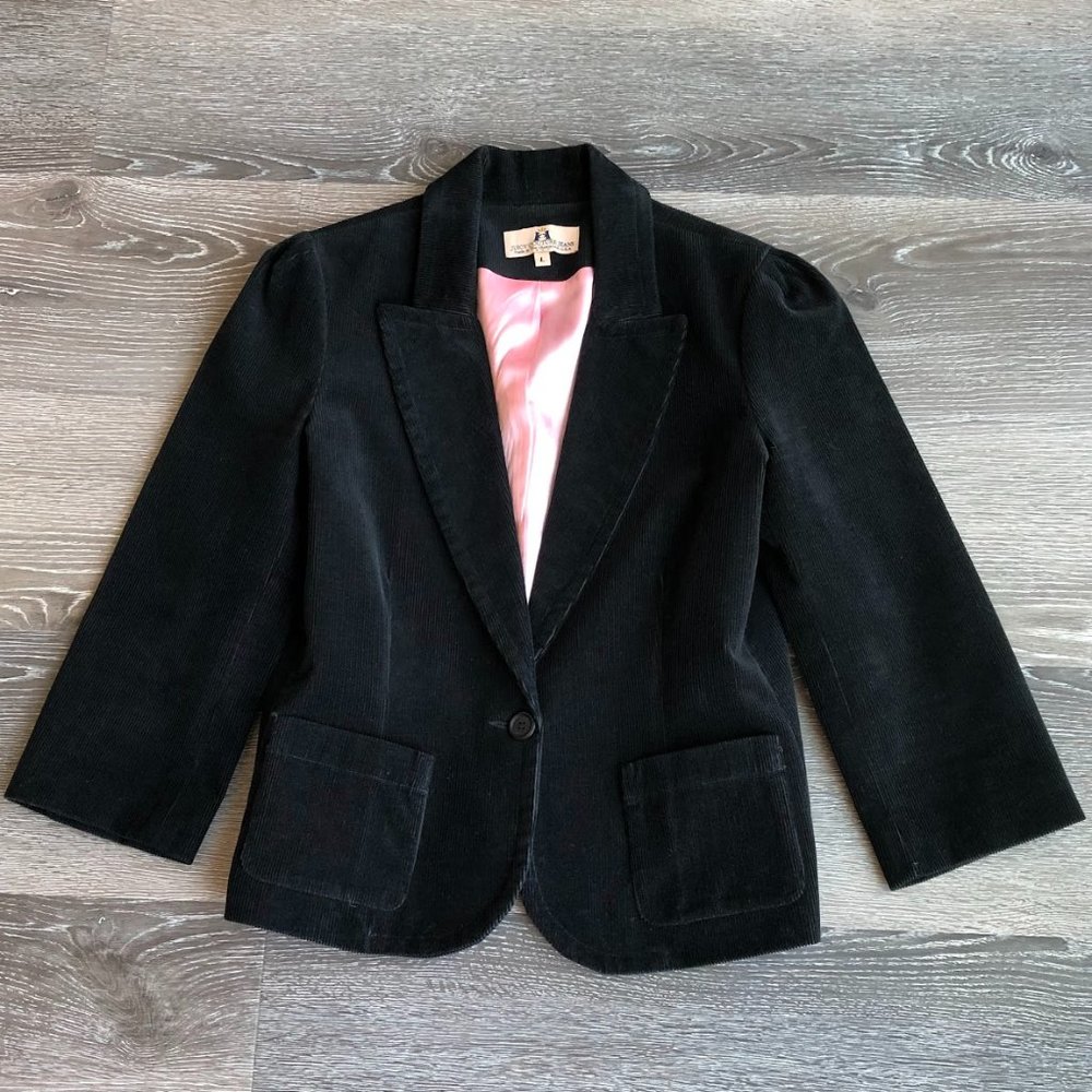 Juicy Couture - Black Corduroy Blazer with Puff Sleeves - Size Large - EUC